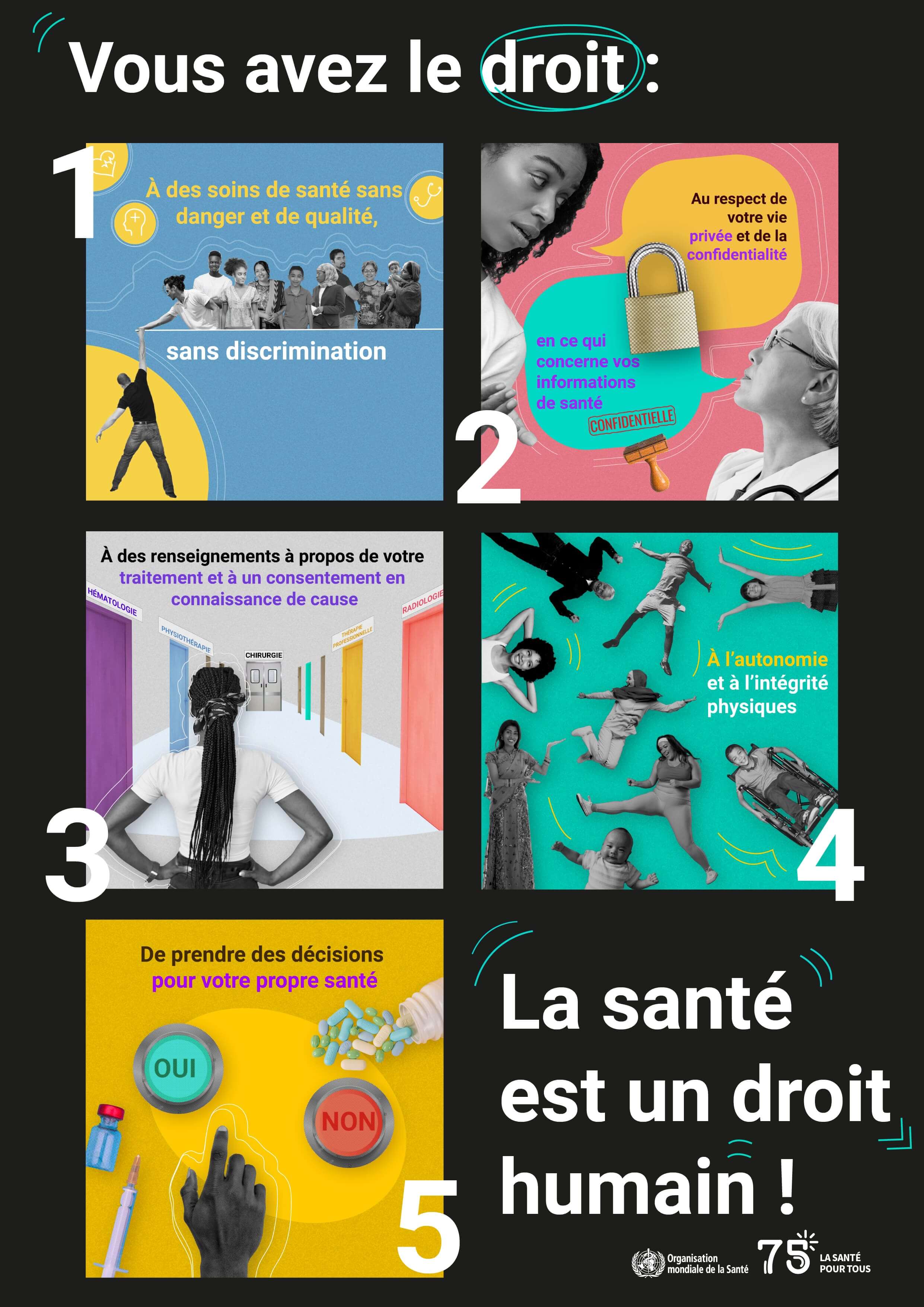 2023 Human Rights Day poster "Health is a human right" in French